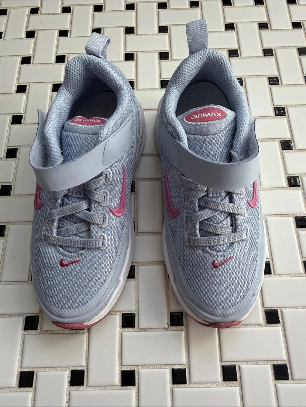 Nike Kids Gray and Pink Air Max Hook-and-Loop Sneakers